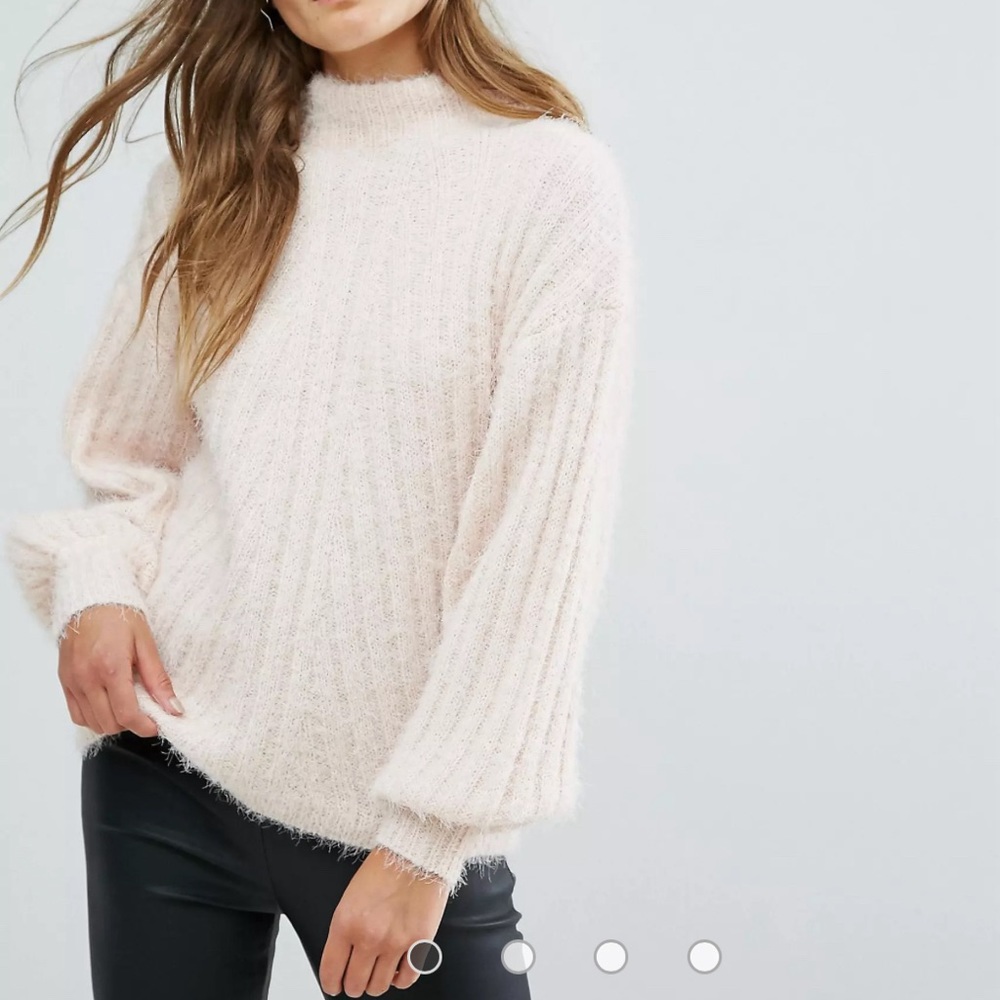 Miss Selfridge Eyelash Balloon-Sleeve Sweater